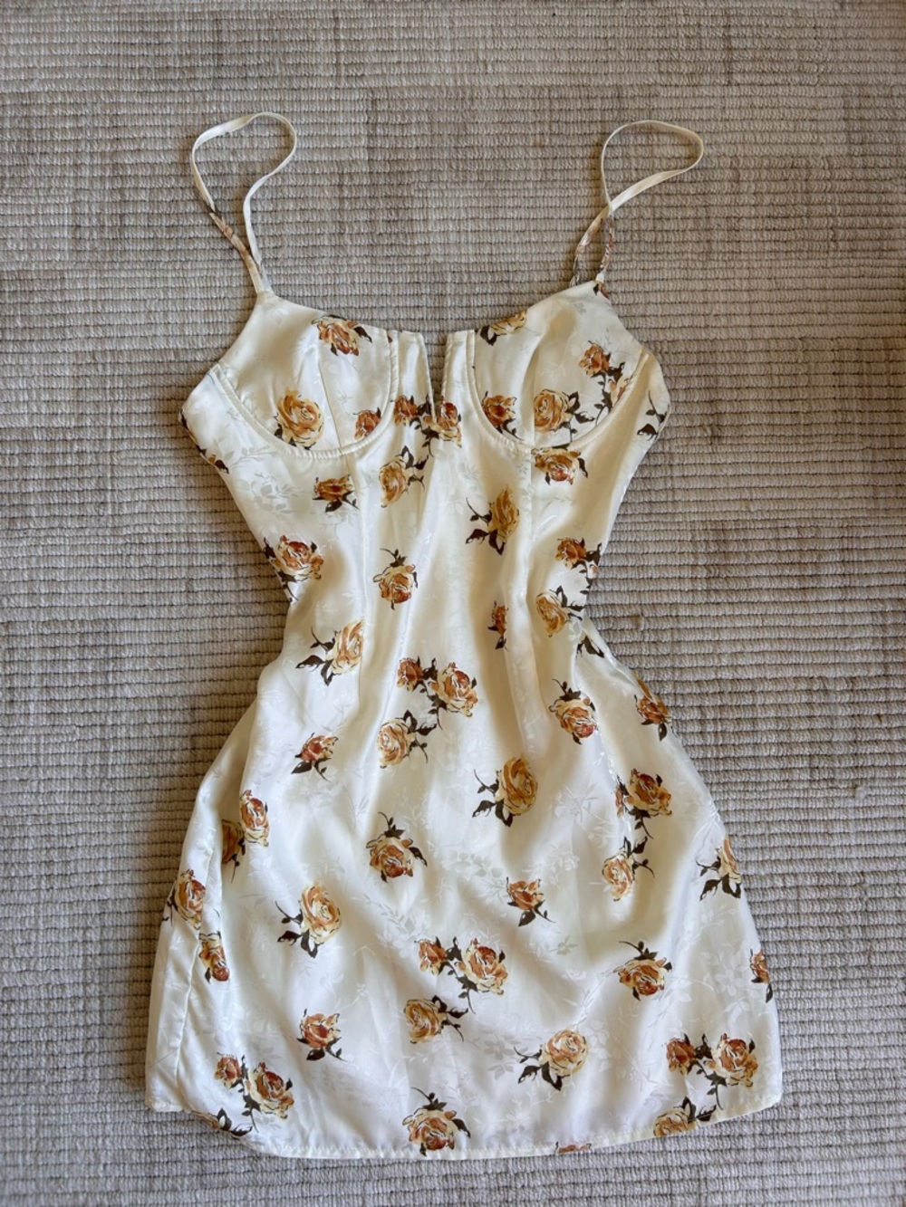 Blue Blush Cream Floral Slip Dress with Spaghetti Straps
